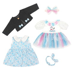 Unicorn Element Reborn Doll Clothes two dresses on display for mix-and-match looks