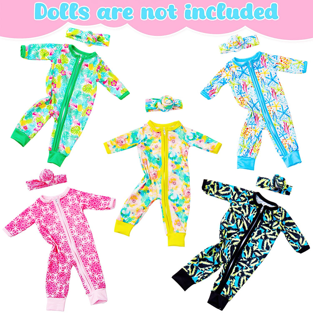 UNICORN ELEMENT retro-pattern jumpsuit invites stylish pretend adventures for 15-18 inch dolls