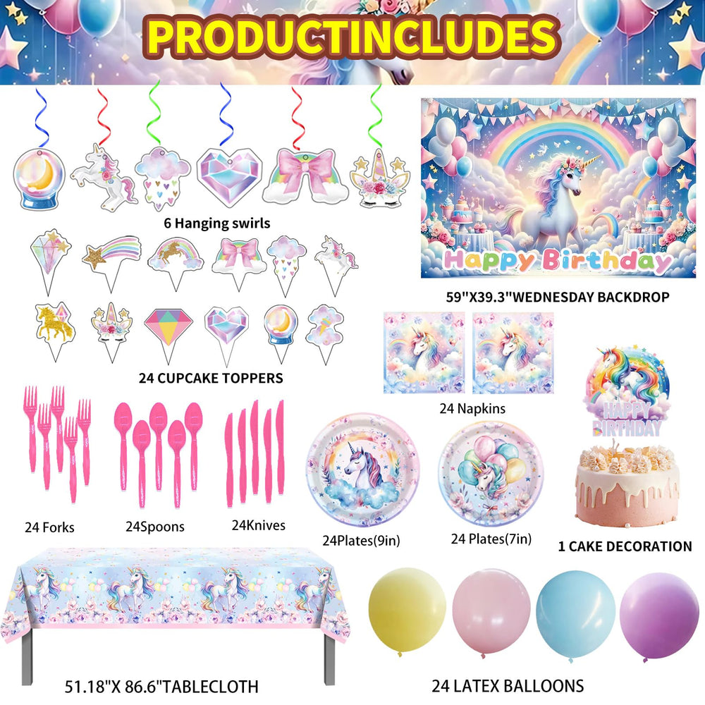 Unicorn party banner from 220Pcs, frames celebrations with a cheerful message.