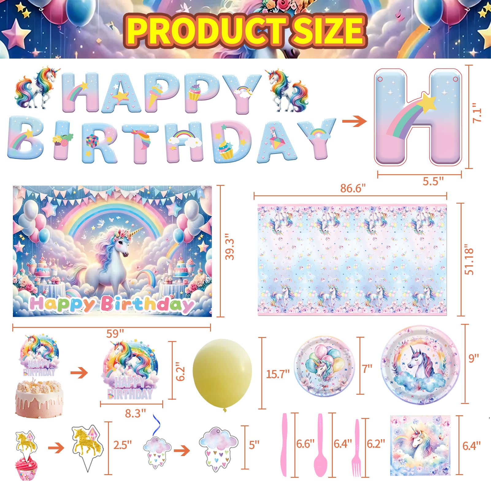 Unicorn party tablecloth from 220Pcs, adds color and surface protection.