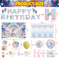 Unicorn party tablecloth from 220Pcs, adds color and surface protection.
