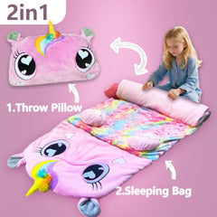 Unicorn Slumber 3-in-1 nap mat ready for daycare and sleepovers