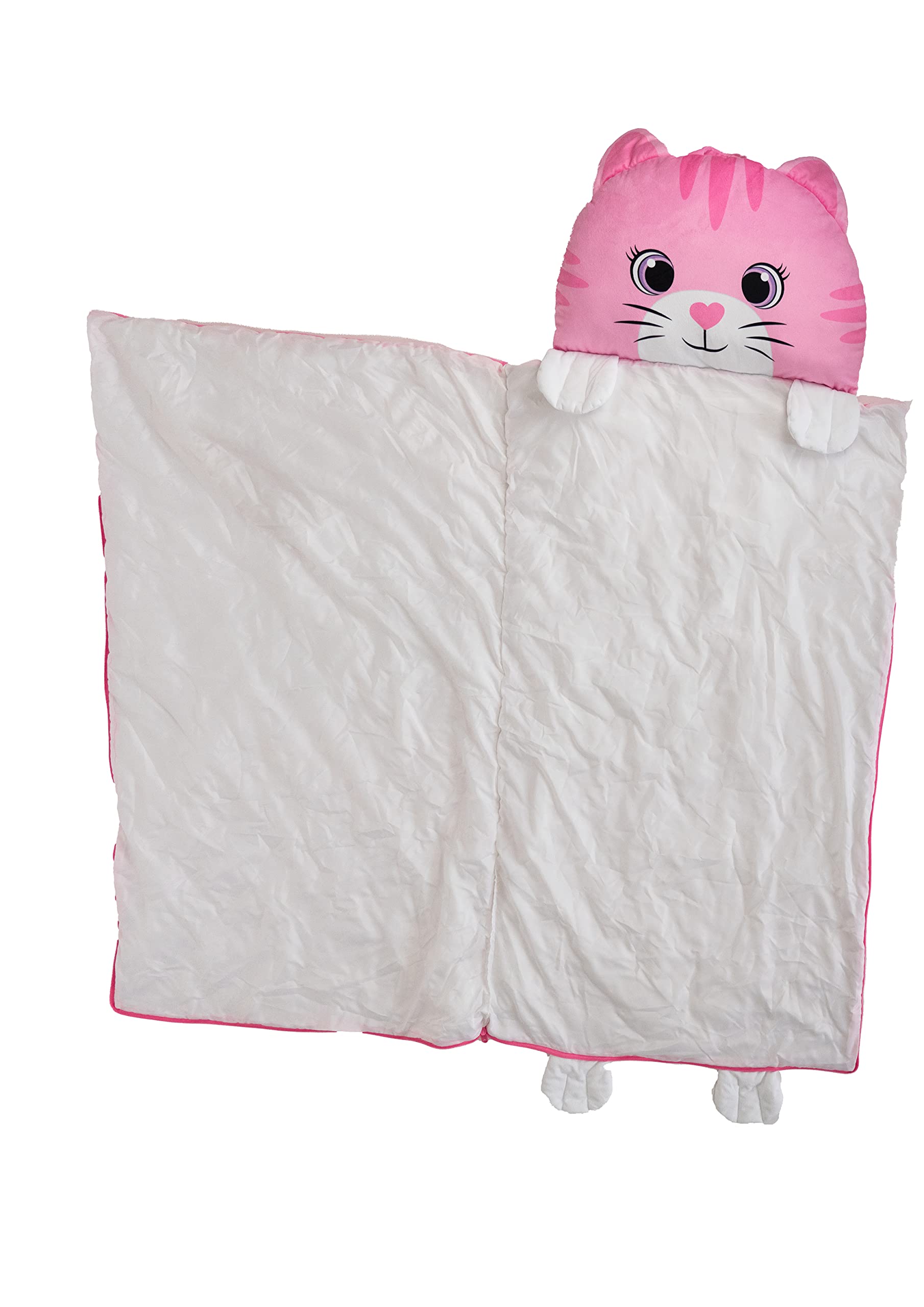 Nap Buddy cat sleeping bag with pillow portion for on-the-go comfort by Unicorns & Robots.