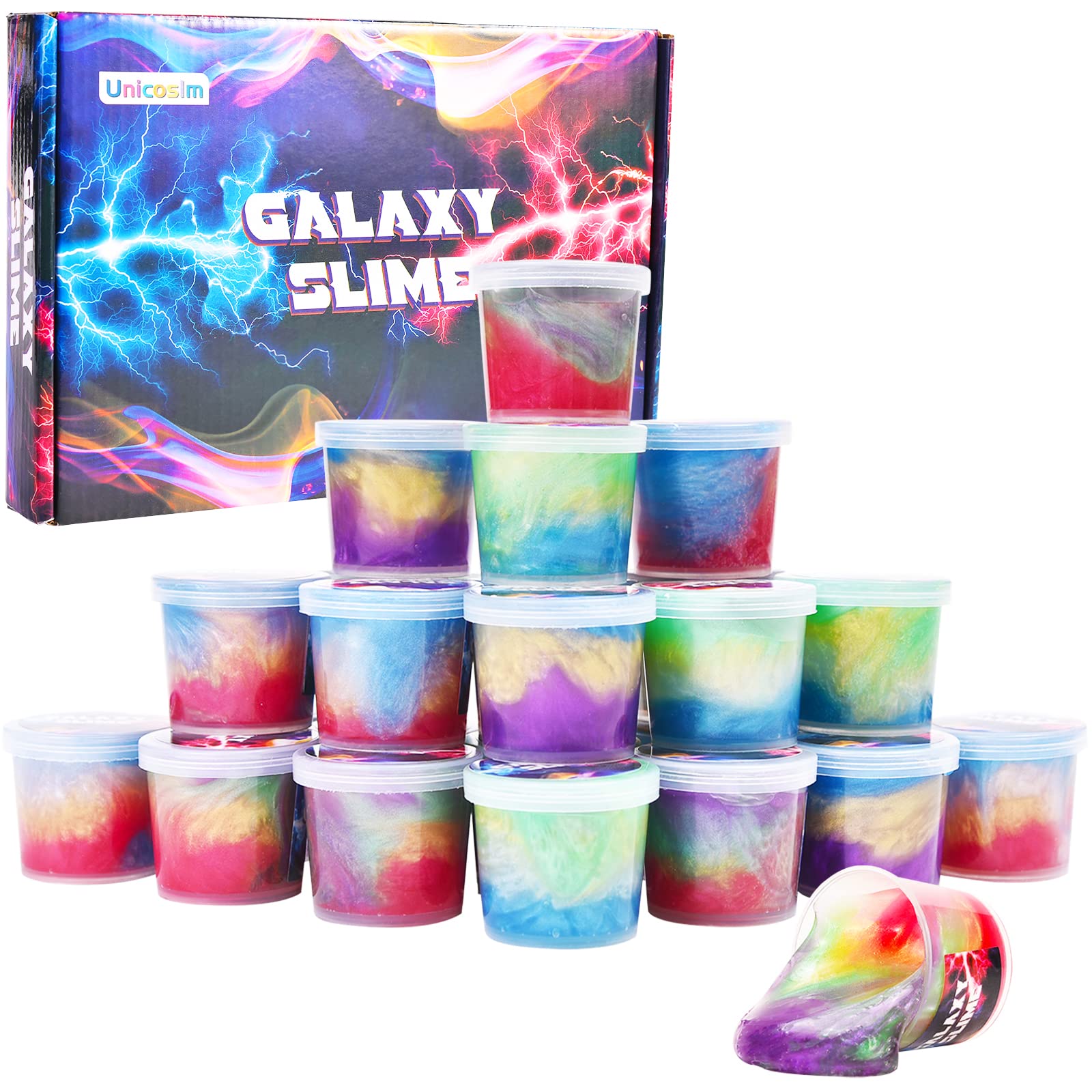 Unicoslm galaxy slime bulk for party favors with bright, engaging textures.