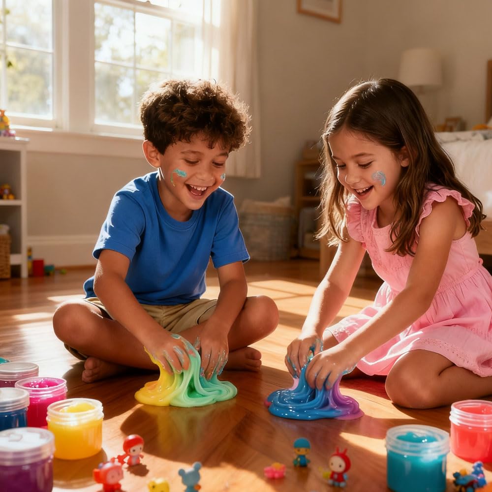 Unicoslm soft butter slime stretched for sensory play