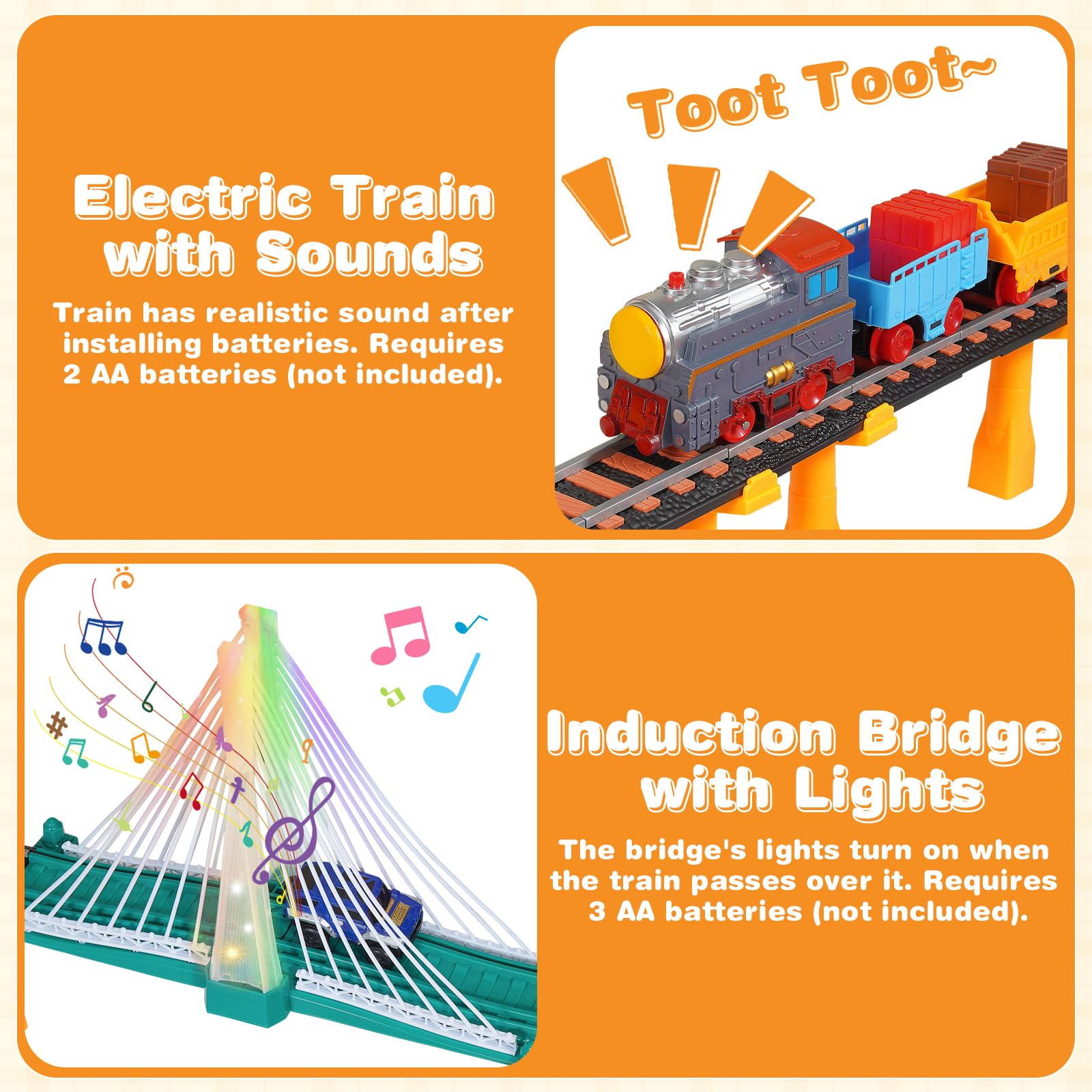 Unimoly light up bridge and sounds add realism to pretend play on the tracks