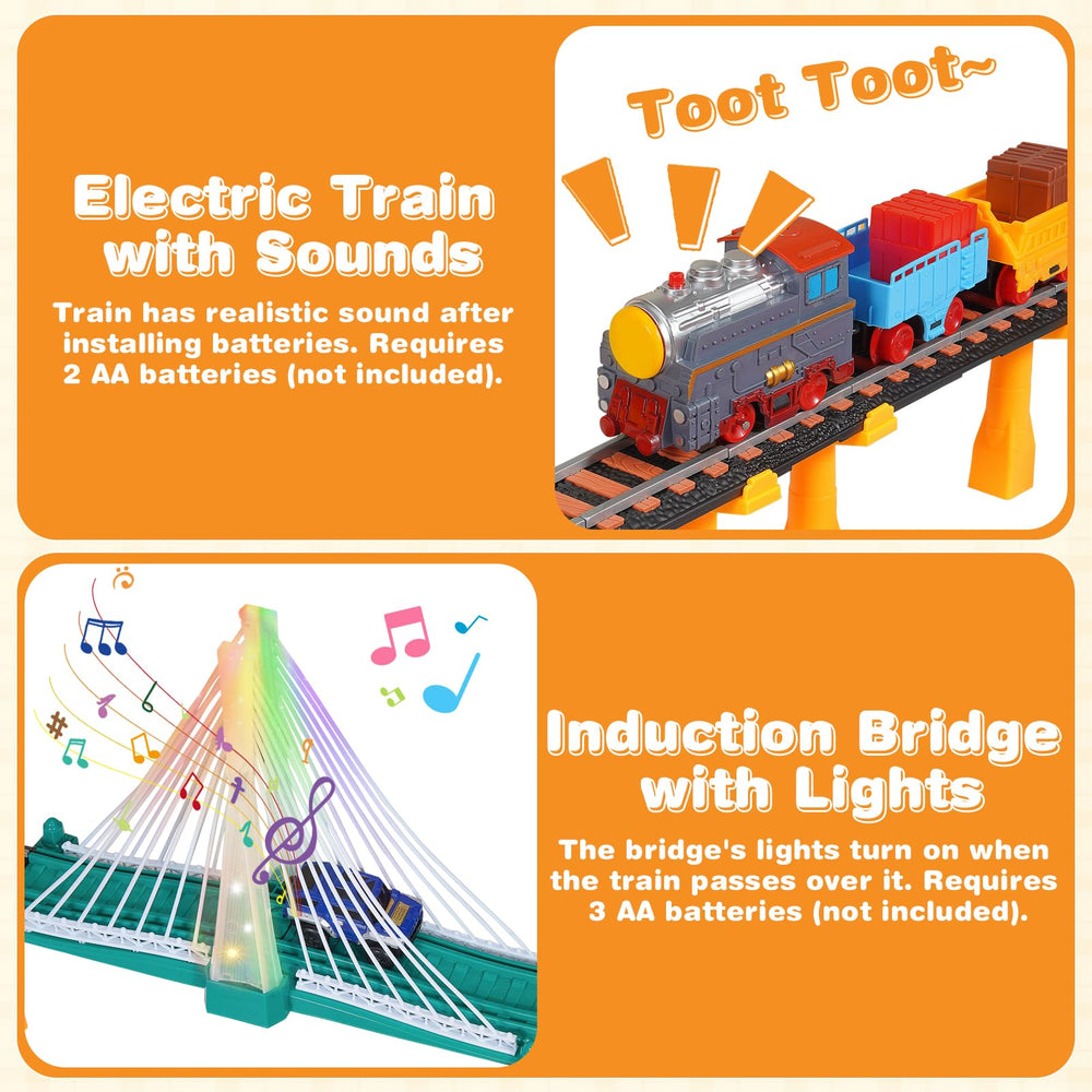 Unimoly light up bridge and sounds add realism to pretend play on the tracks