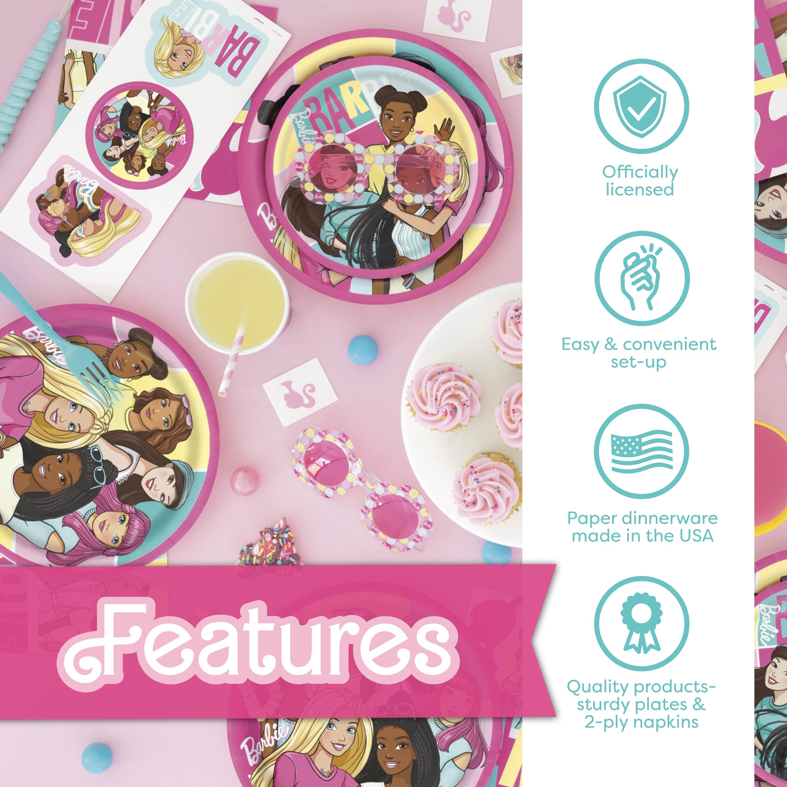 Unique Barbie party decorations kit for fast, coordinated party setup.