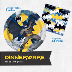 Unique Batman napkins simplify cleanup with kid-friendly design.