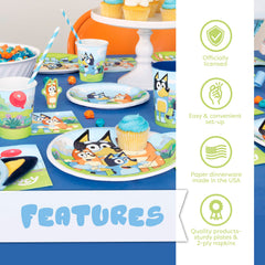 Unique Bluey forks pair with sturdy dinnerware for easy dining.