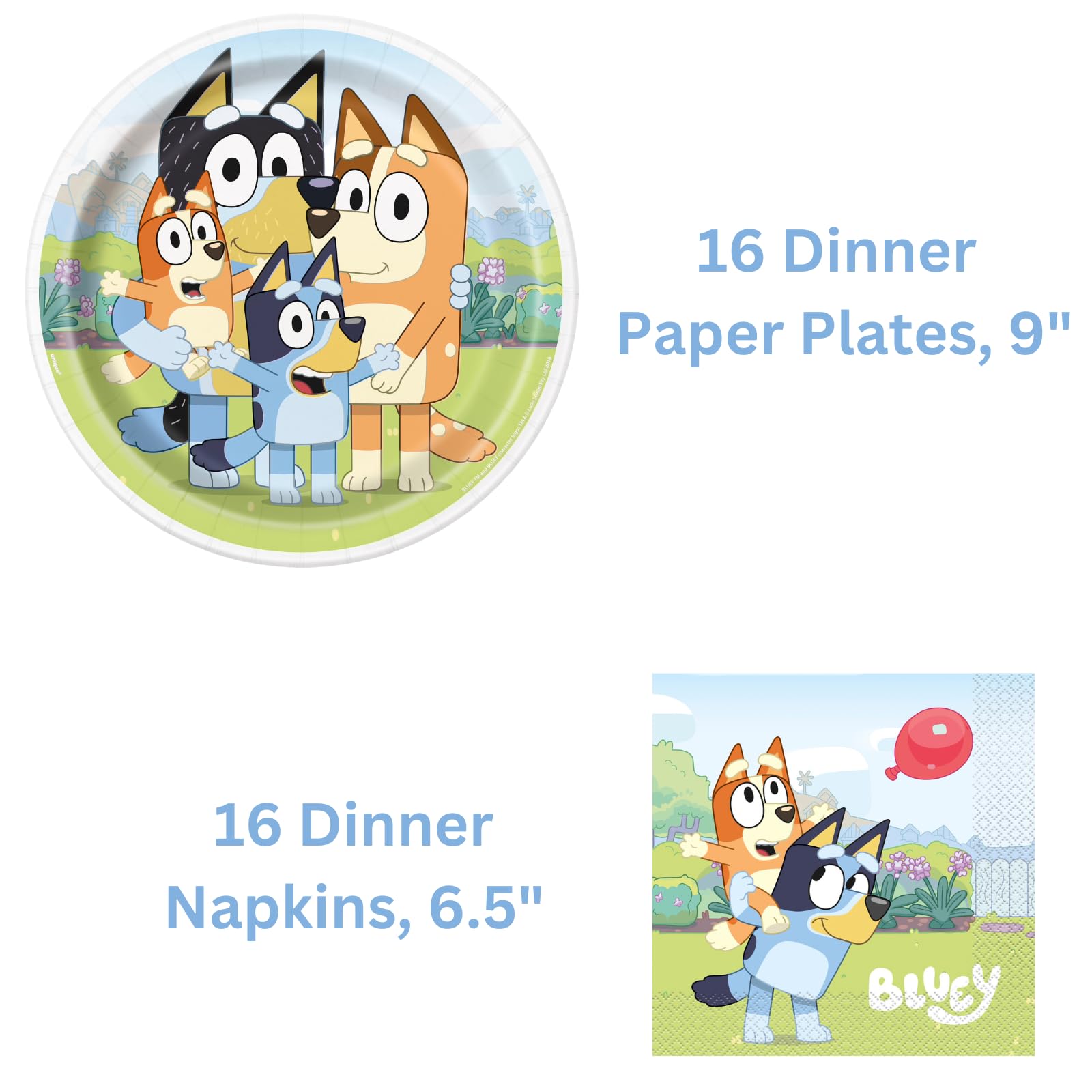 Unique Bluey napkins 16-pack for coordinated decor and quick cleanup