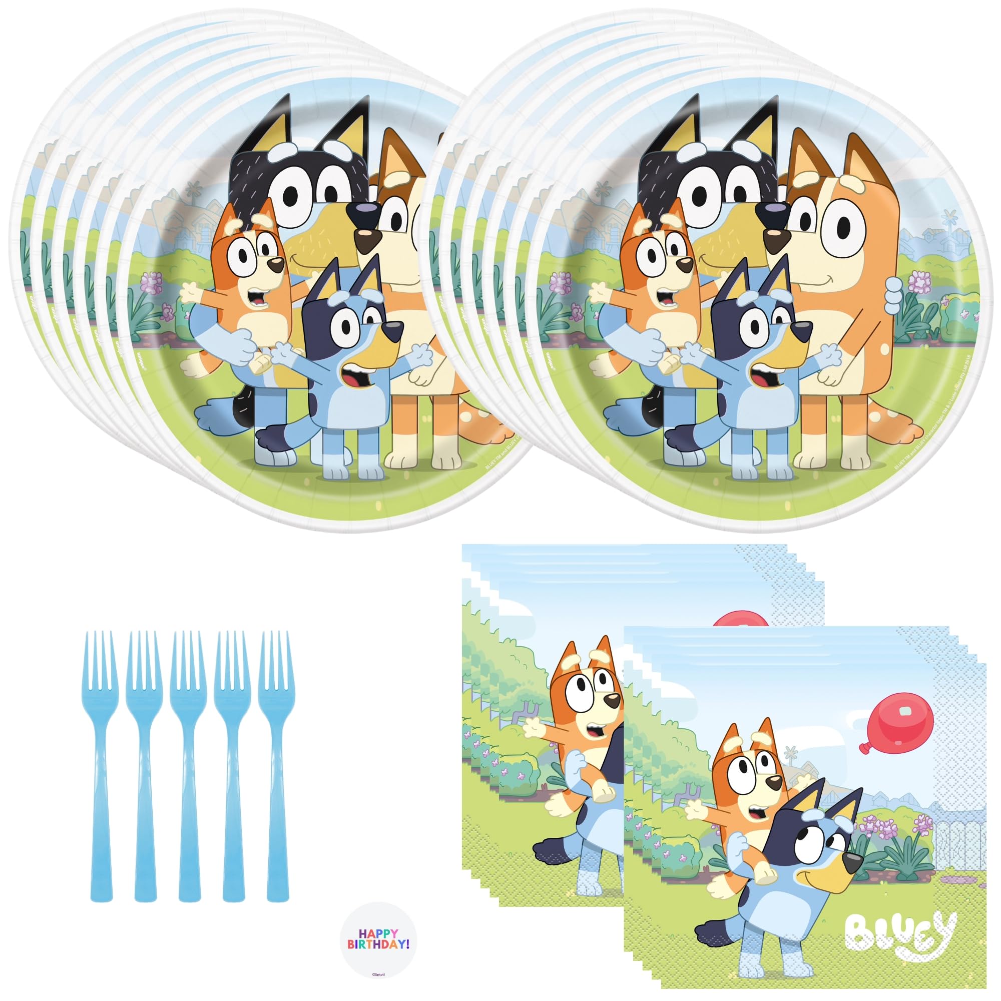 Unique Bluey plates 16-pack for festive table setting and quick cleanup