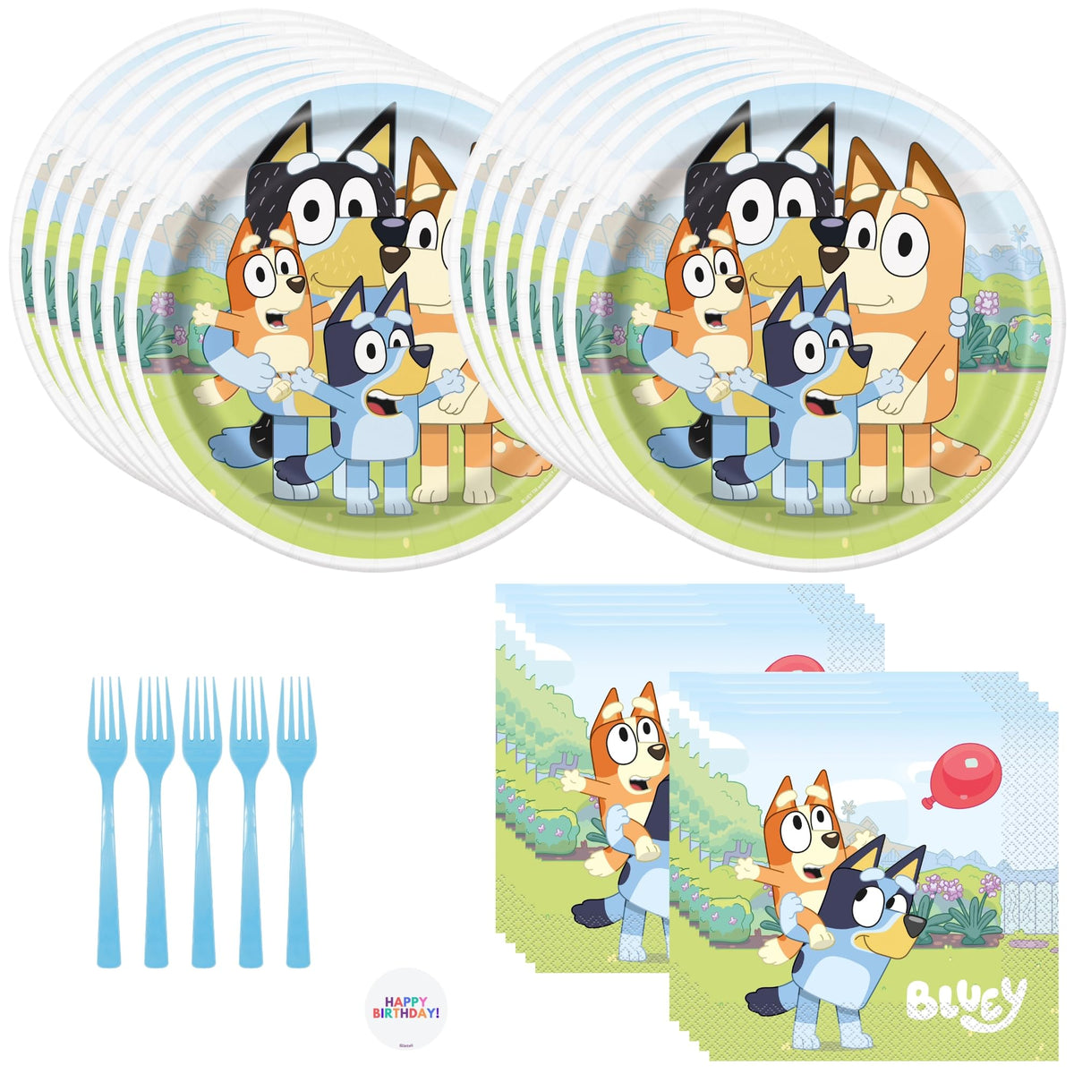 Unique Bluey plates 16-pack for festive table setting and quick cleanup