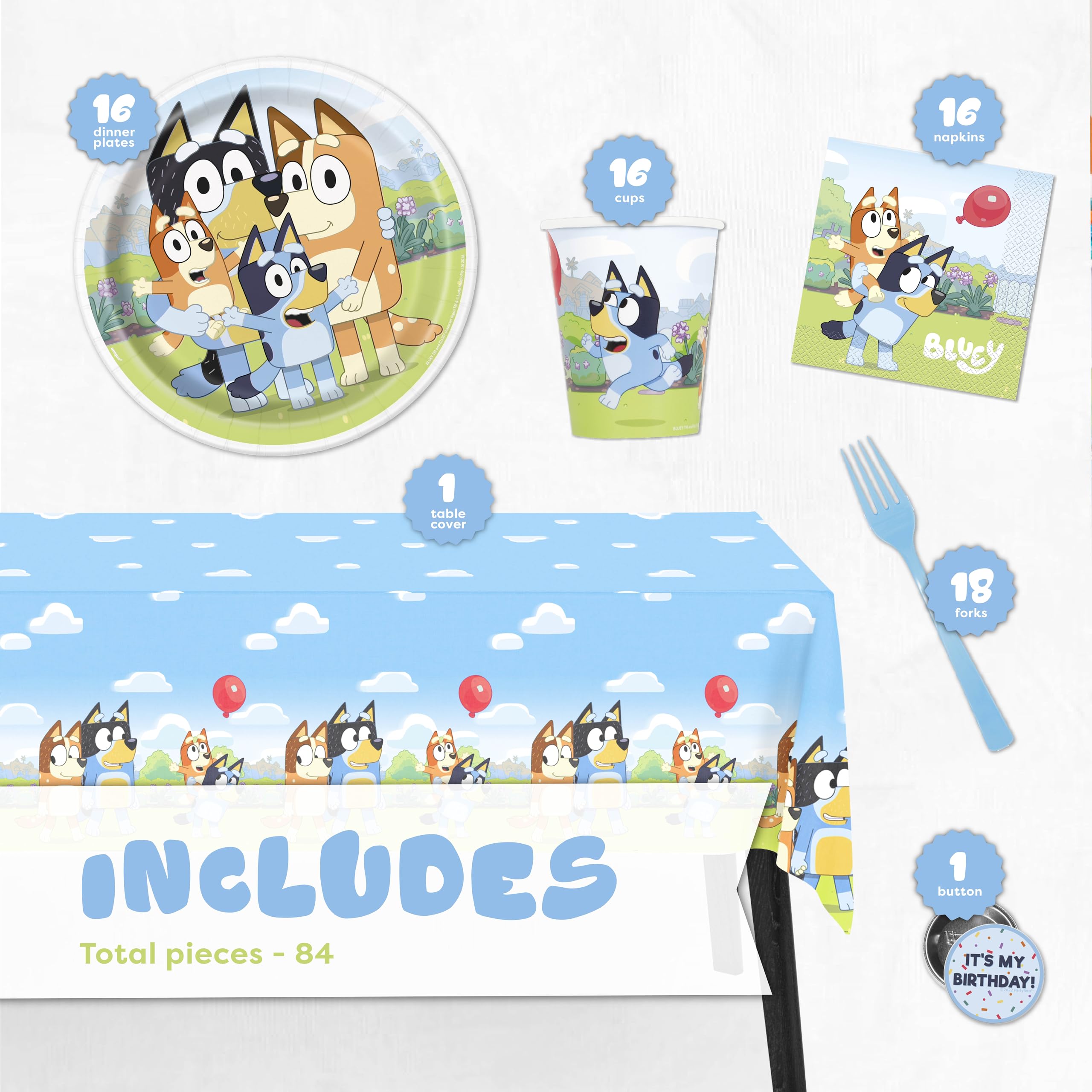 Unique Bluey 9-inch plates offer sturdy dining for party meals.