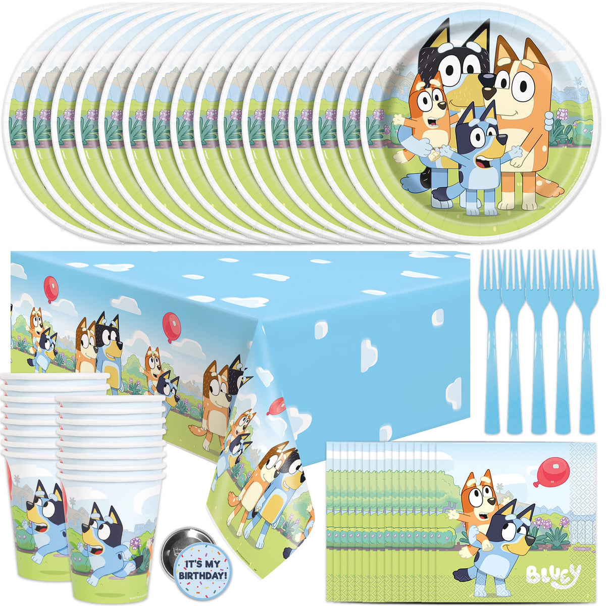 Unique Bluey table cover 54x84 protecting surfaces during a celebration.