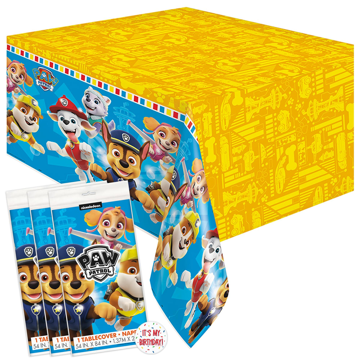 Unique Paw Patrol tablecloth 54x84 protects surfaces with vibrant hero imagery