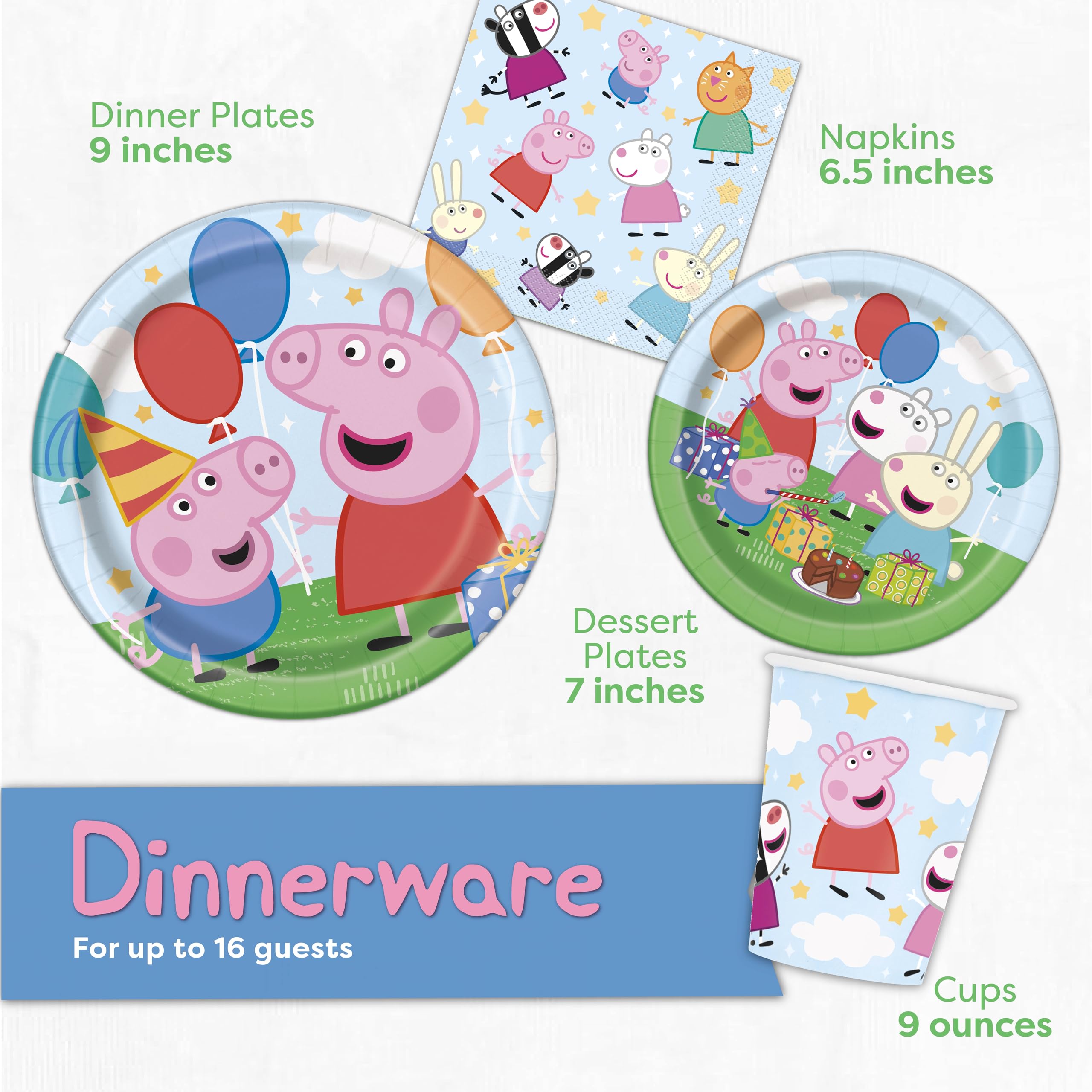Unique Peppa Pig napkins for spills and hand cleaning.