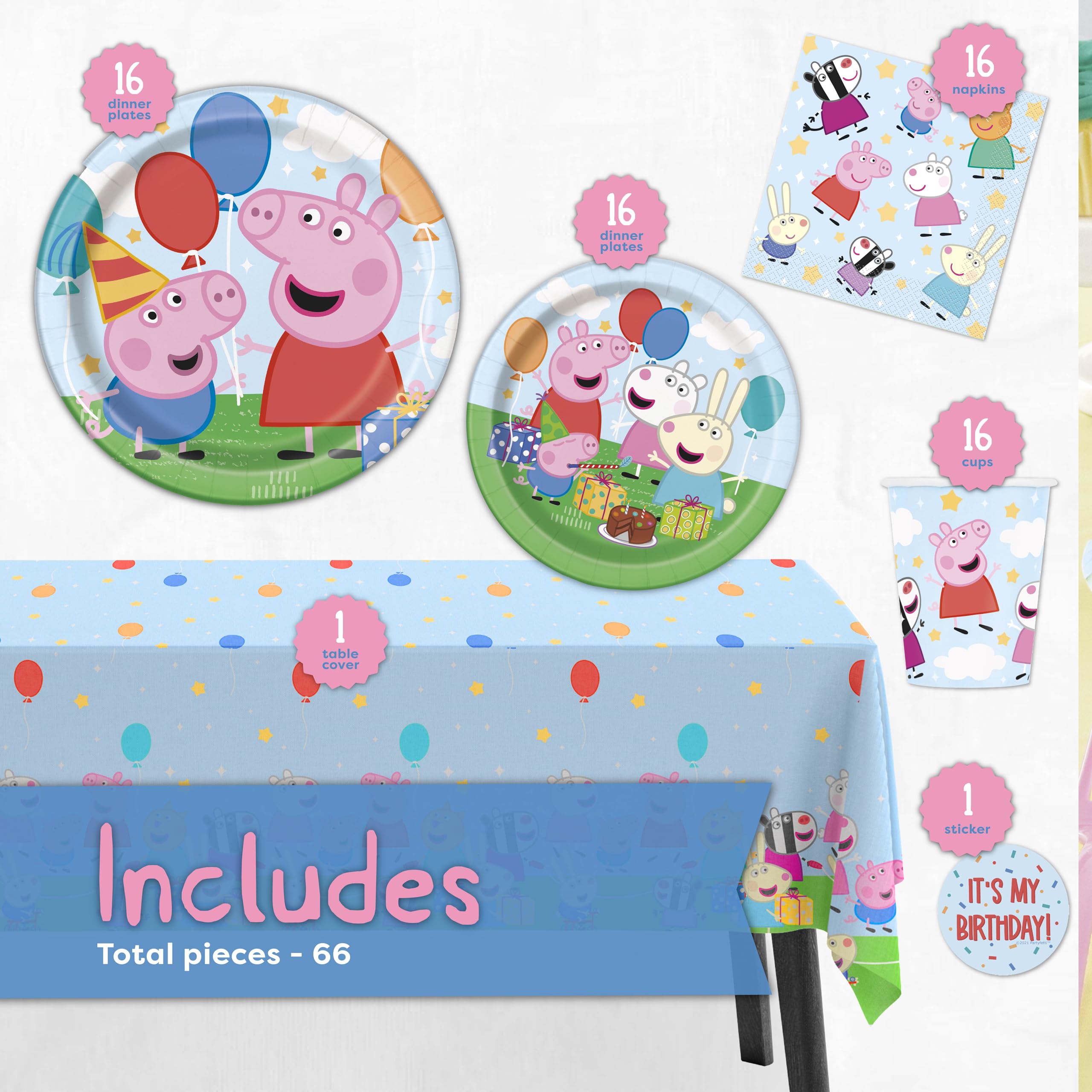 Unique Peppa Pig 9-inch plates for main courses and servings.