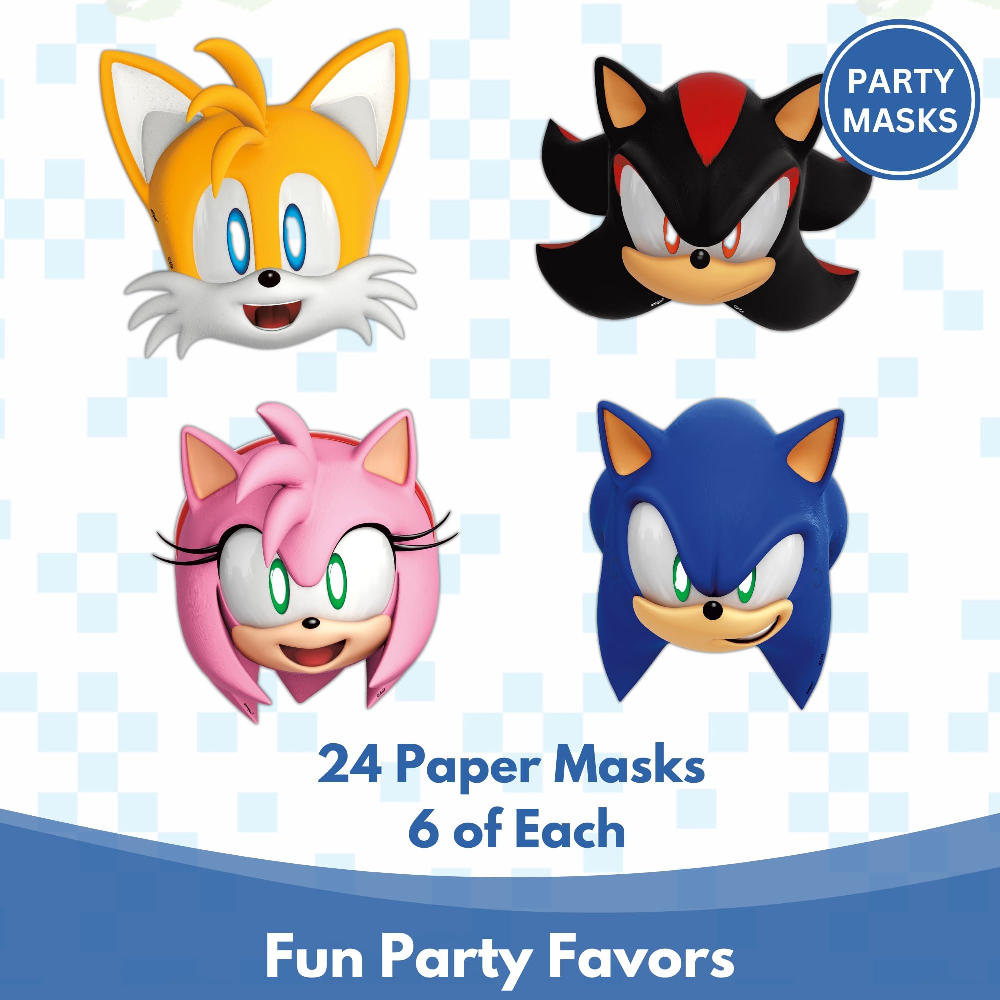 Colorful Unique Sonic masks shown for playful photo props