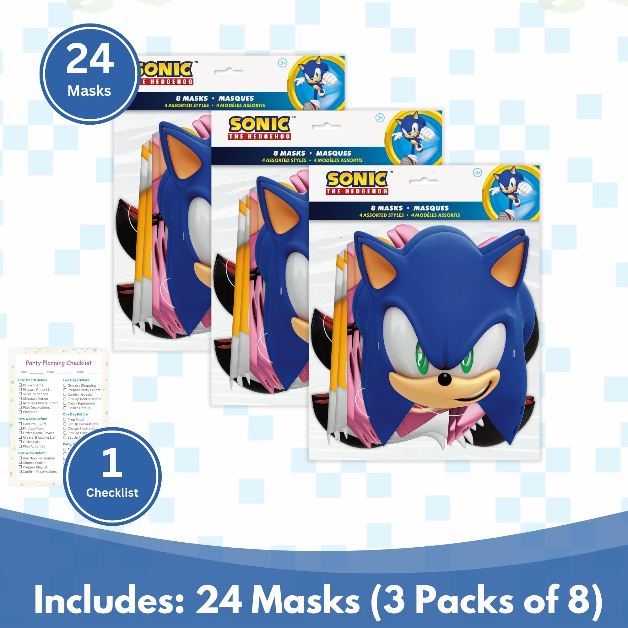 Close-up of four hero Sonic designs from Unique masks