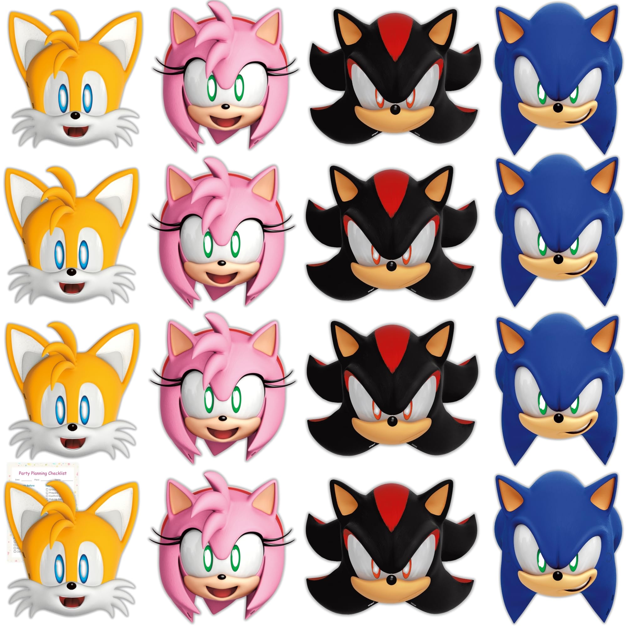 Unique Sonic party masks pack shot showing 24 masks for celebrations