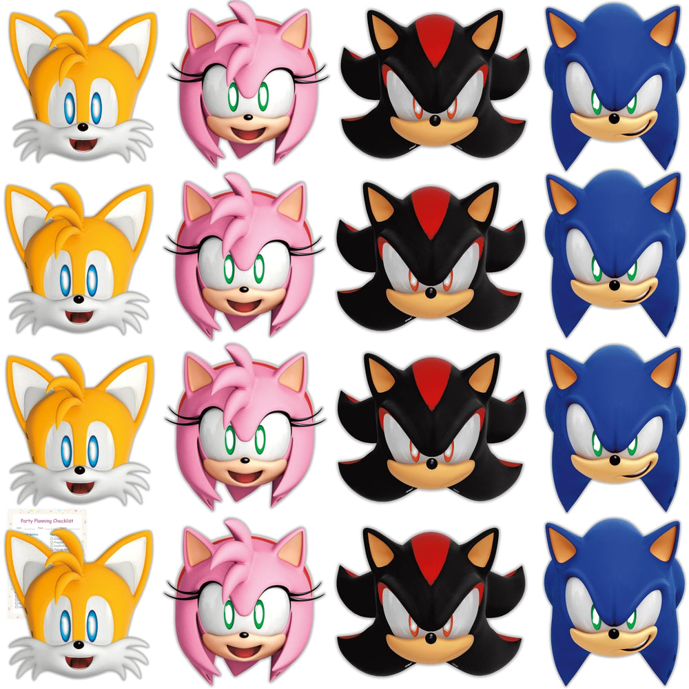 Unique Sonic party masks pack shot showing 24 masks for celebrations