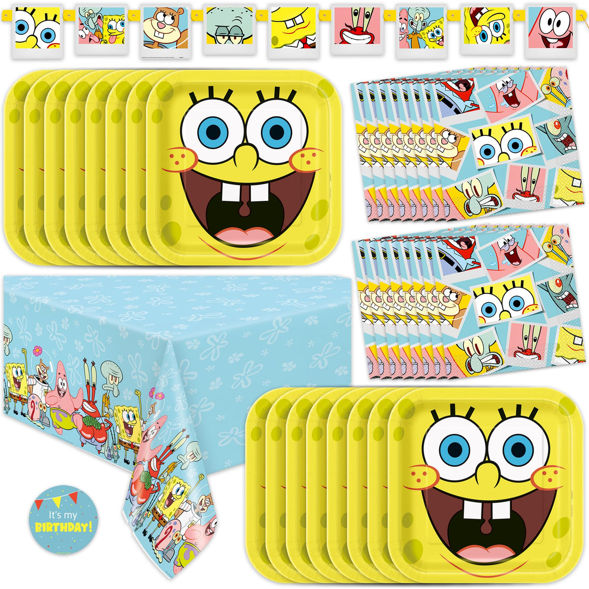 Unique Spongebob banner adds festive birthday vibe for quick setup