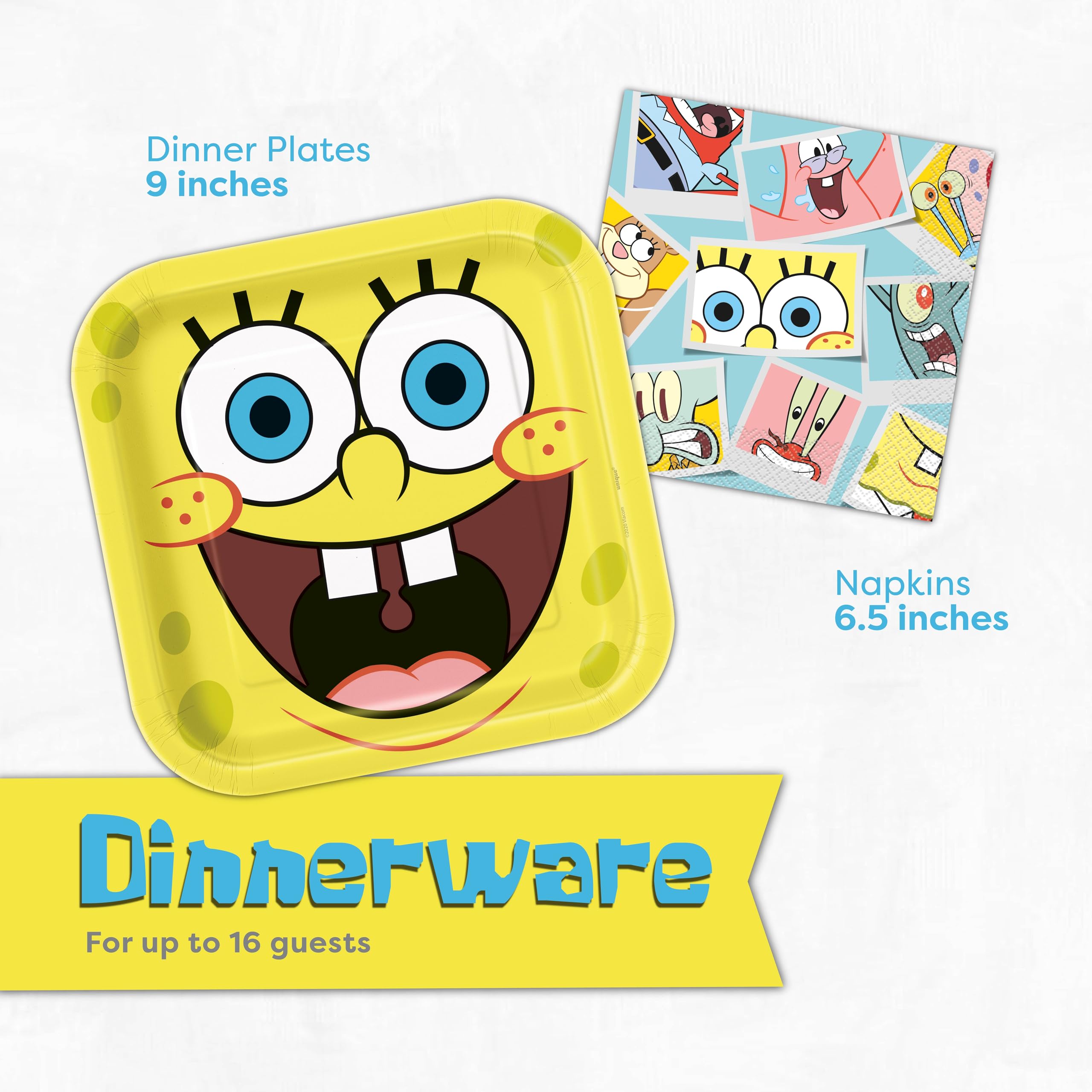 Unique Spongebob napkins simplify cleanup and color-coordinate the table