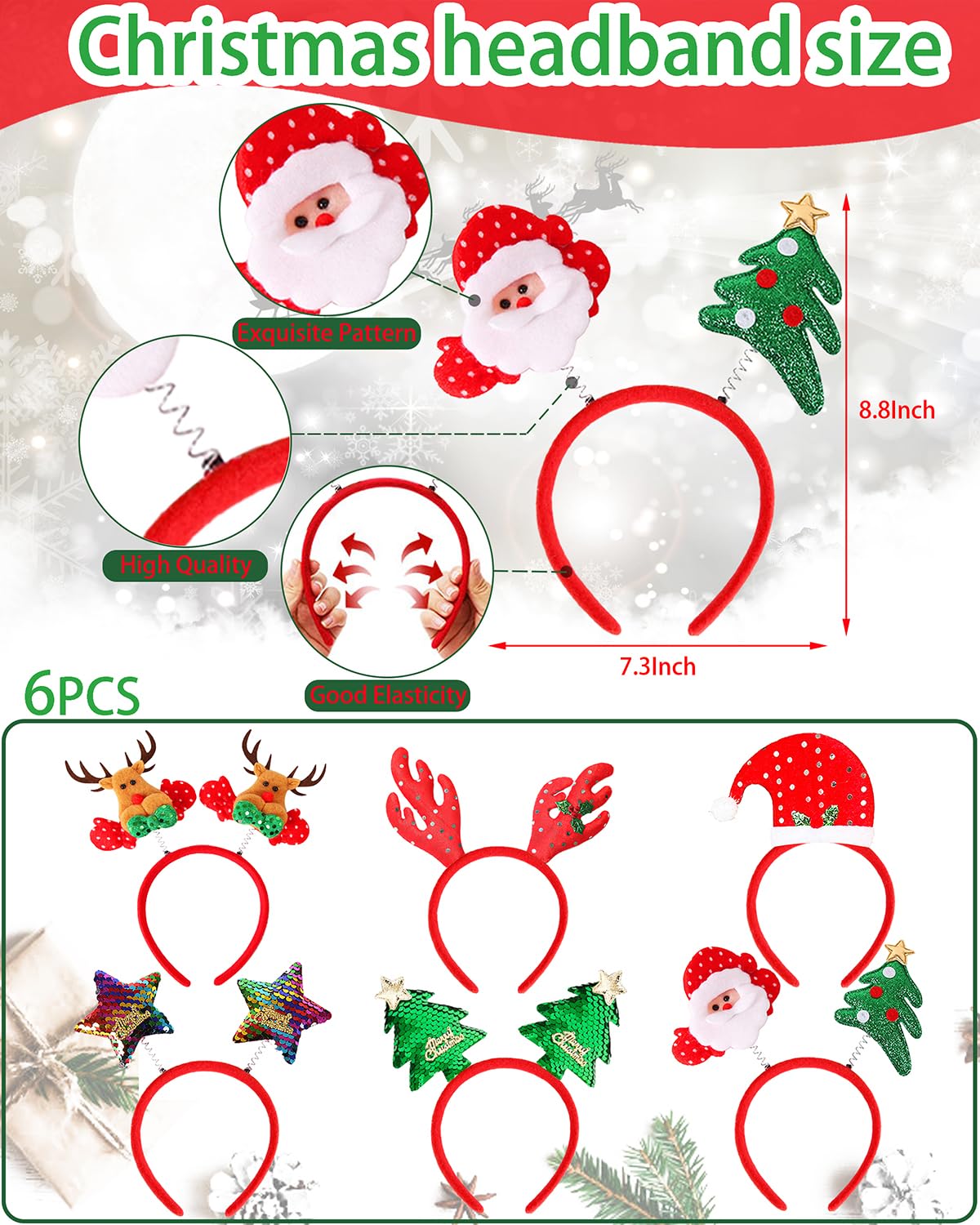 Unistylar Christmas tree headwear boosts outfit fun and holiday selfies.