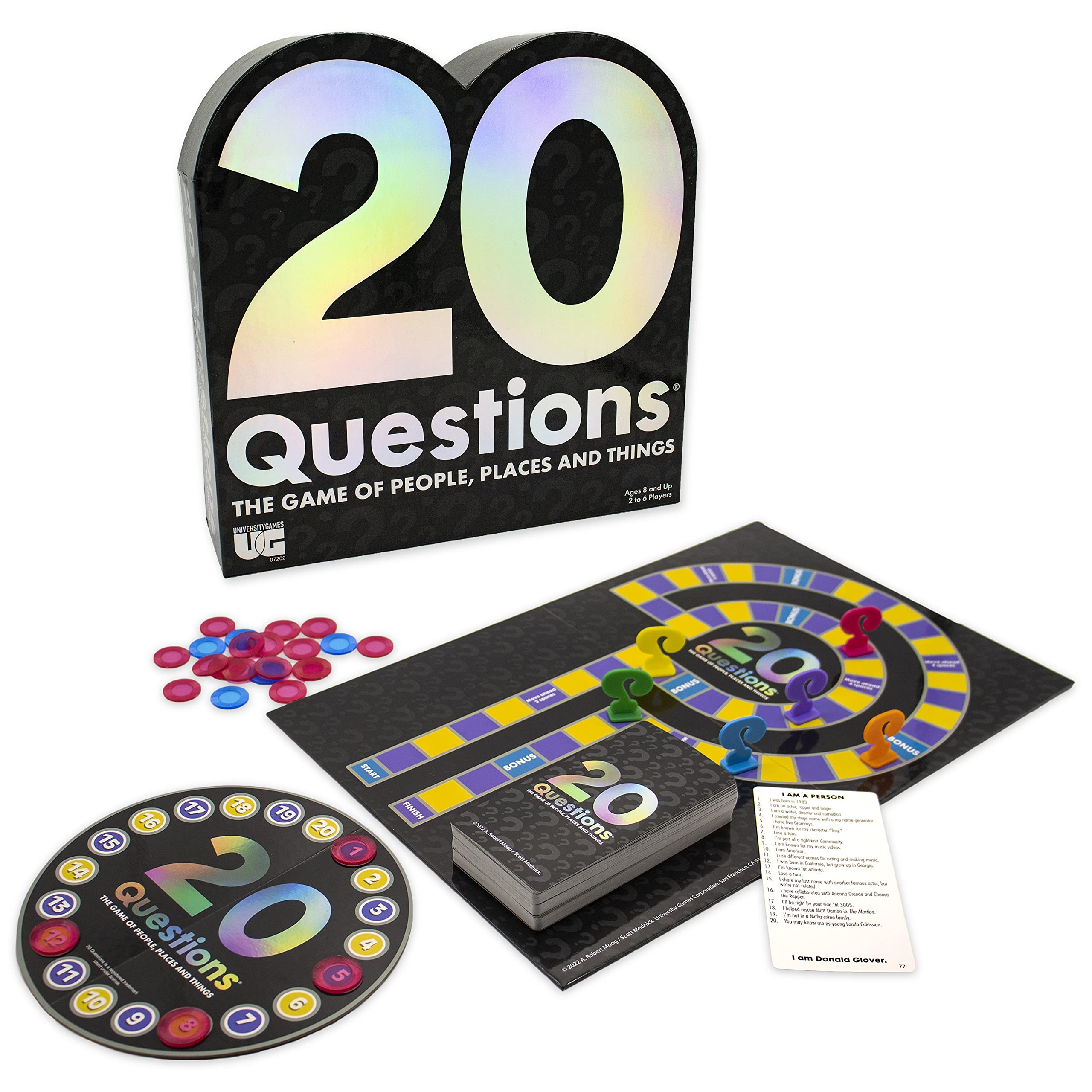 University Games 20 Questions game box contents ready for instant setup