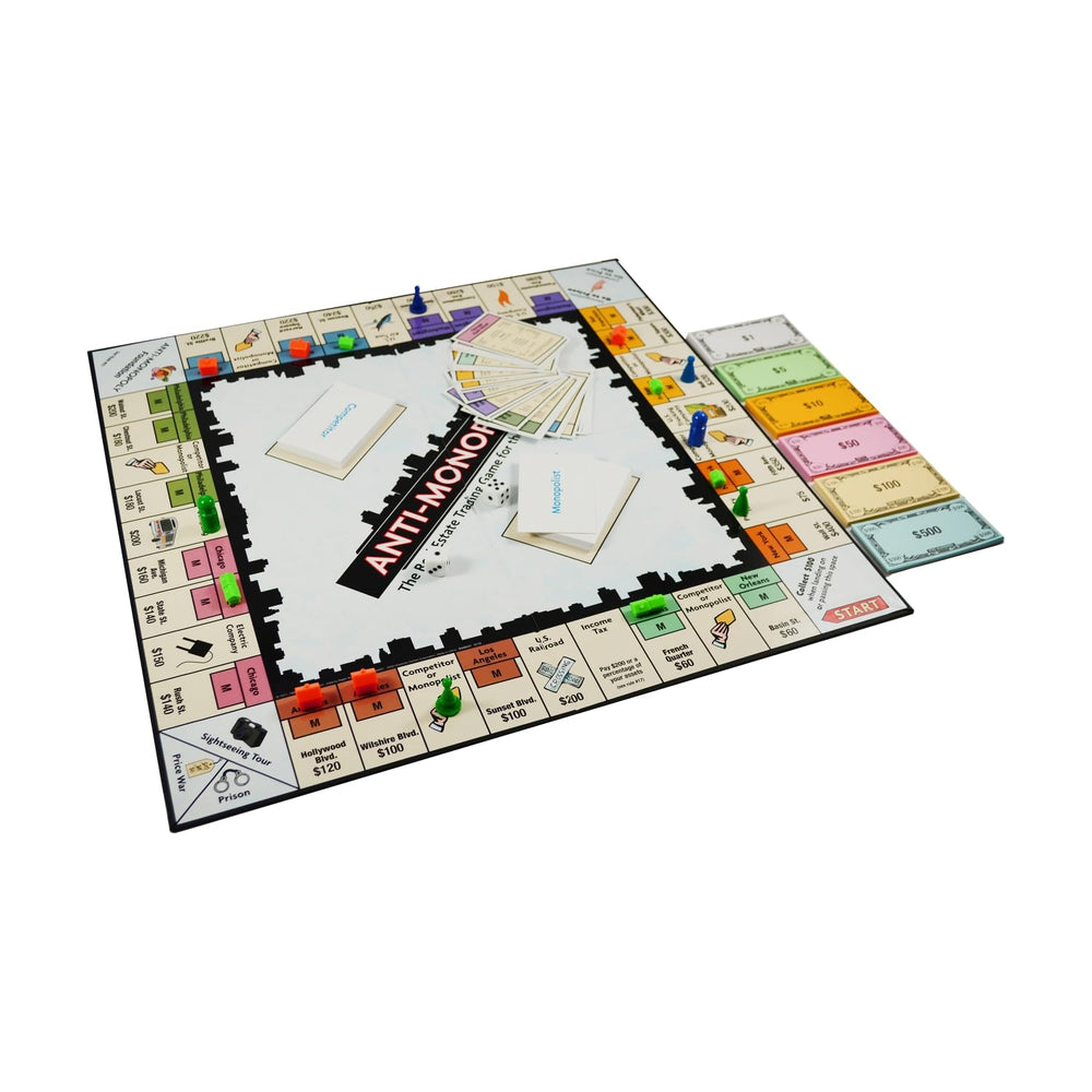 Plastic playing pieces in colors for Uni­versity Games Anti-Monopoly