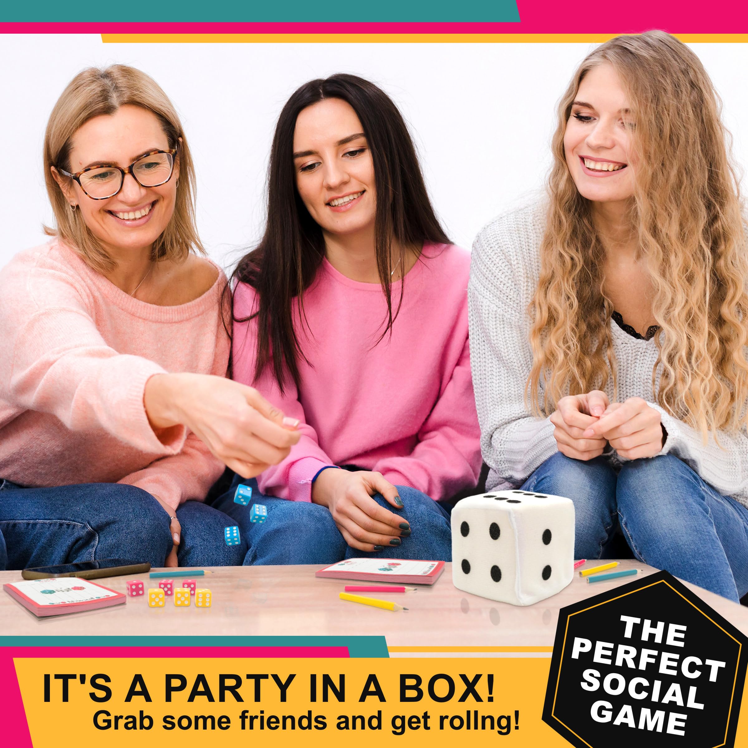 University Games Bunco stylish giftable packaging promotes easy gifting and display.