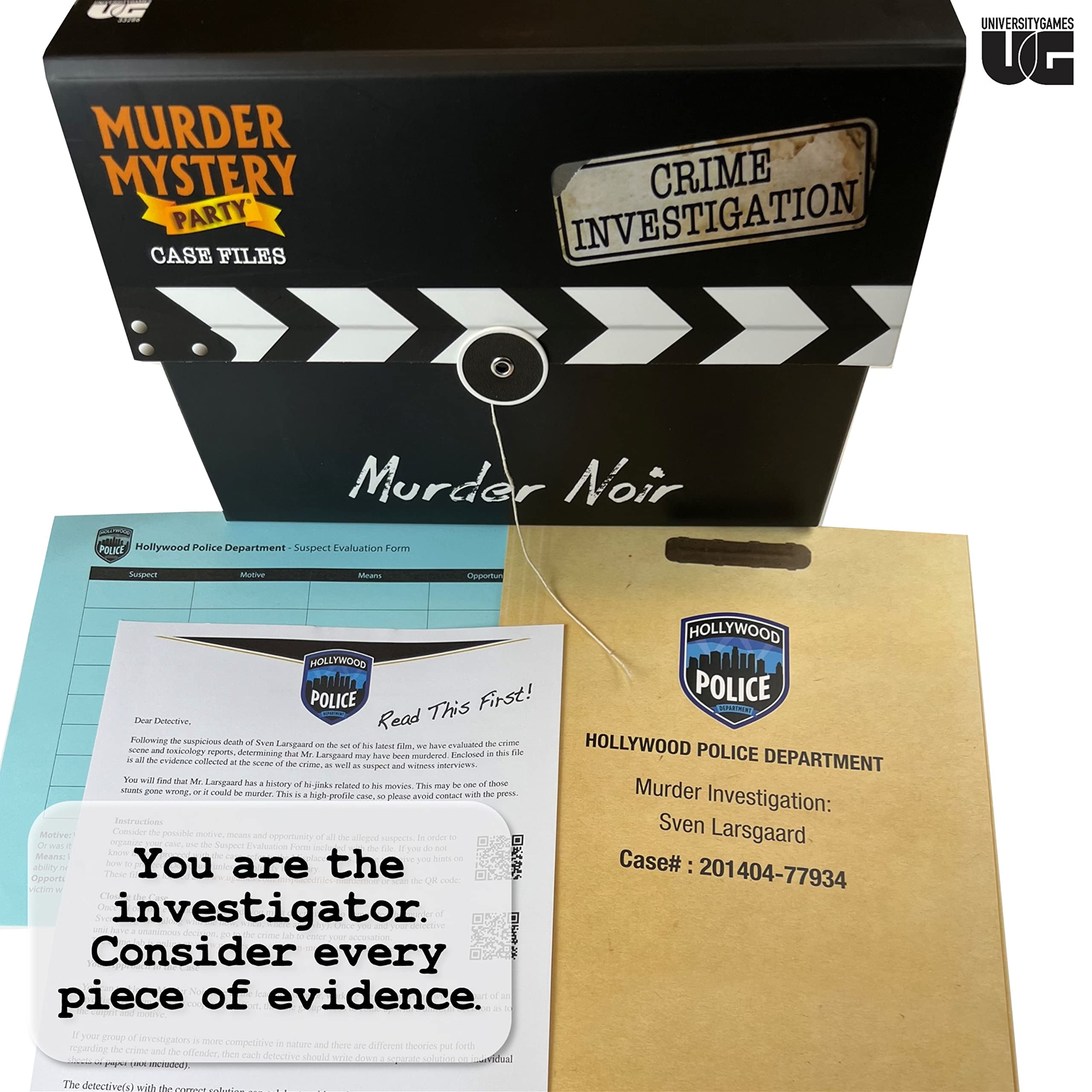 University Games Murder Noir evidence board for collaborative sleuthing
