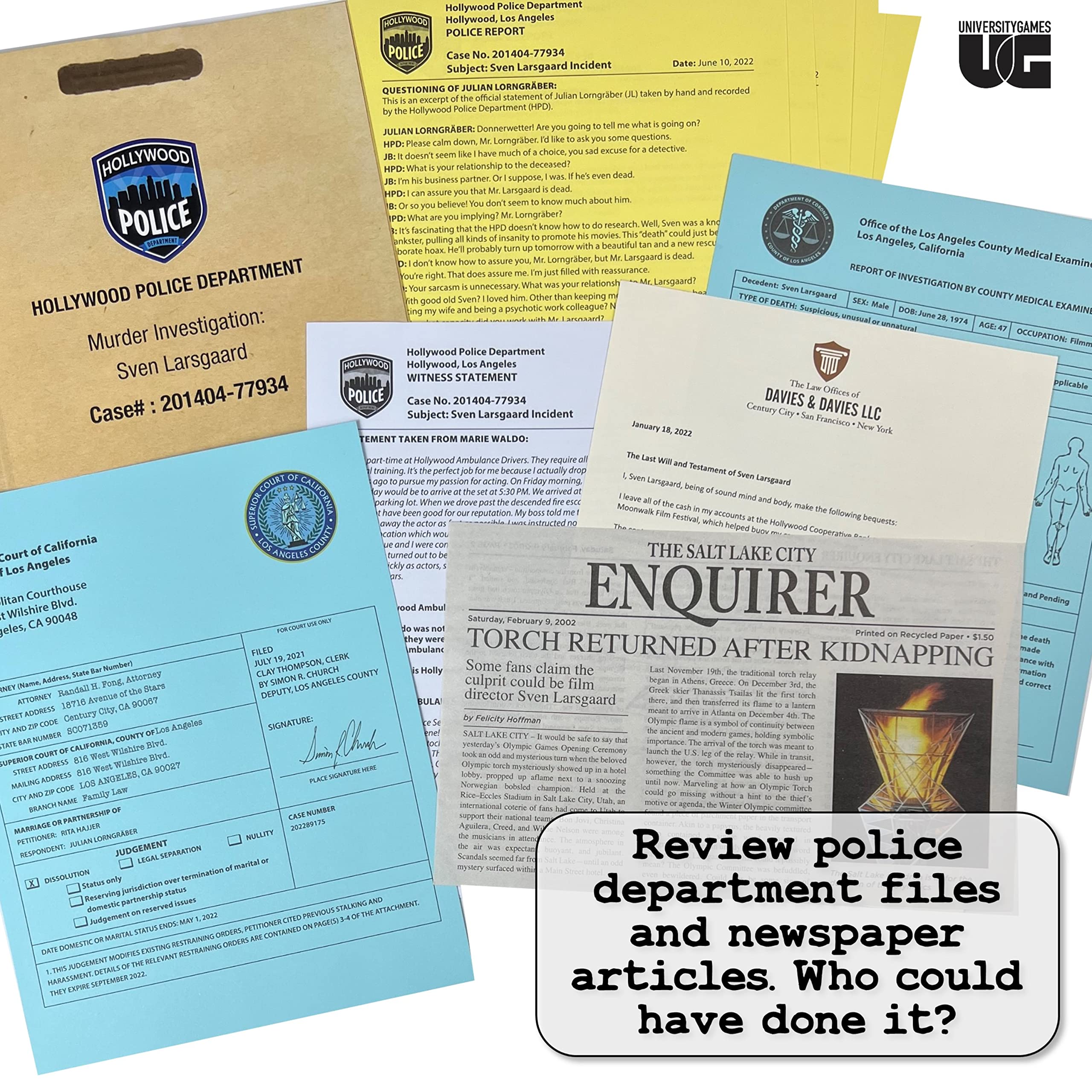 University Games Murder Noir suspect photos to assess motive and opportunity