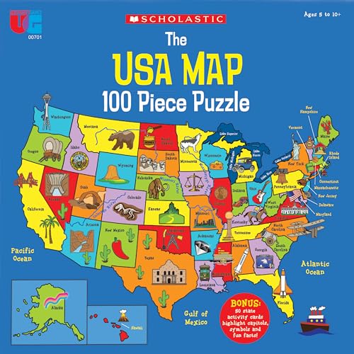 Colorful game map close-up from University Games Scholastic Race Across the USA.