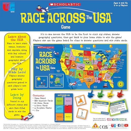 State cards and home-state markers from University Games Scholastic Race Across the USA.