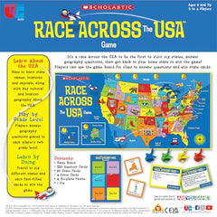 State cards and home-state markers from University Games Scholastic Race Across the USA.