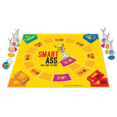 Smart Ass game pieces and stands arranged for group play