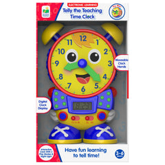 University Games Telly front view showing clock face and LCD, encourages interactive learning