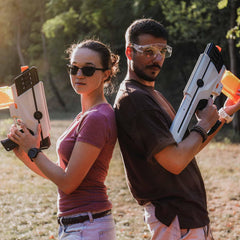 Safety goggles recommended for eye protection during gel battles