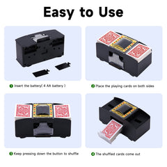 Unniweei automatic card shuffler battery compartment accessible for easy battery changes on the go.