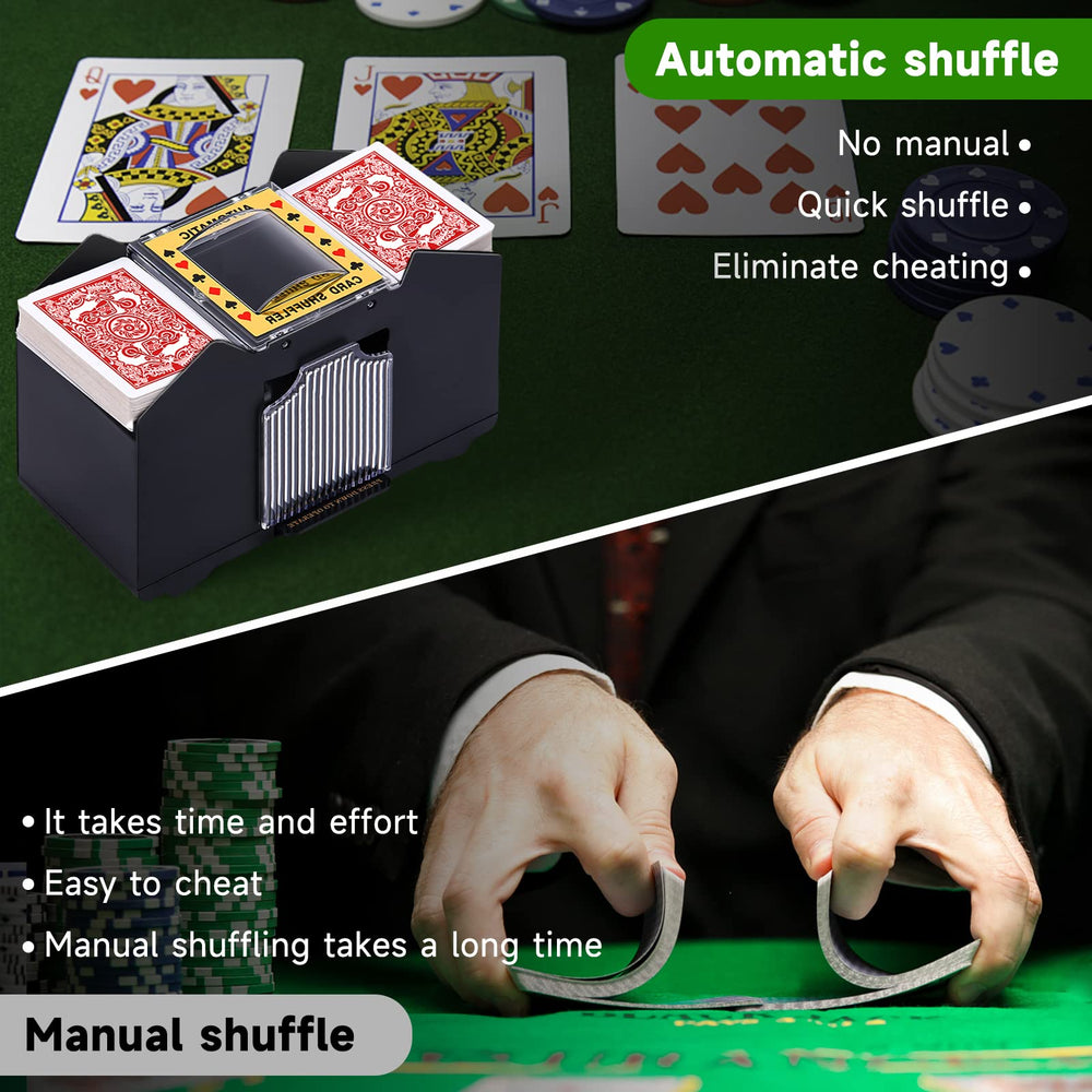 Unniweei card shuffler powered by batteries for portable use.