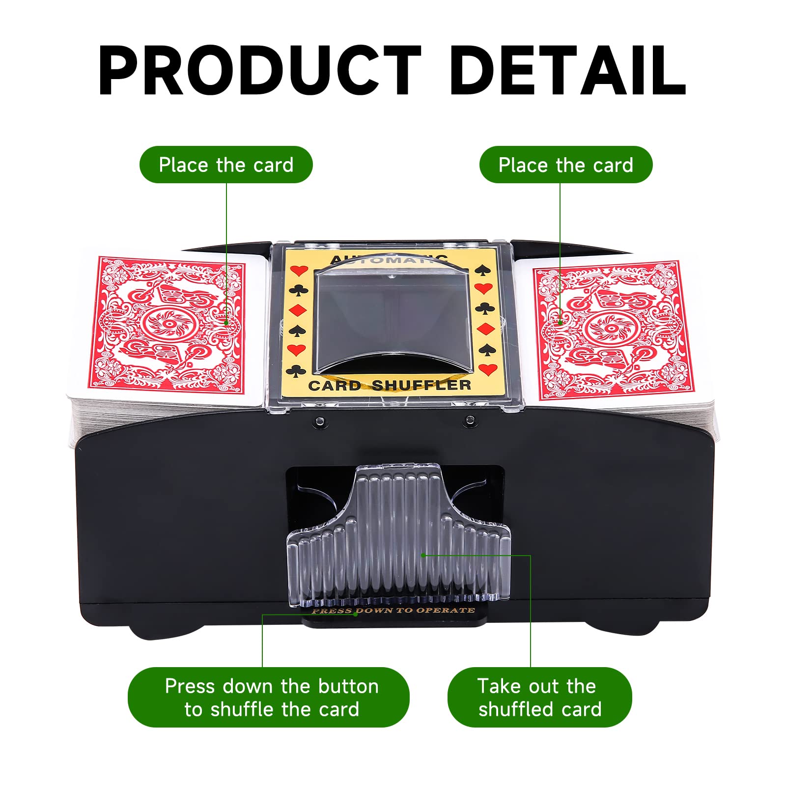 Unniweei automatic card shuffler on-table with cards ready for quick rounds.