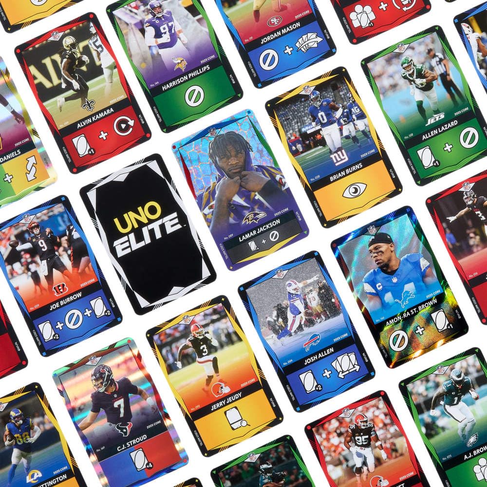 UNO NFL Booster Packs product image showing the final-card shout moment.