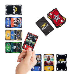 UNO NFL booster image highlights Double Color or Wild cards for variety.