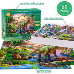 Unolidrom World of Huge Dinosaurs puzzle dino-scene 2 highlights bold colors for focus.