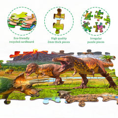 Unolidrom World of Huge Dinosaurs puzzle kids playing at a table encourages collaboration.