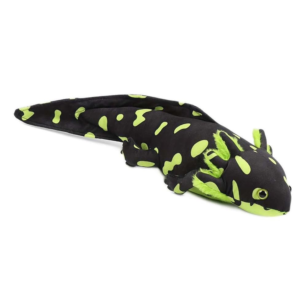 unsnurnoch axolotl plush 18in realism with black-green pattern, ideal for display and cuddling