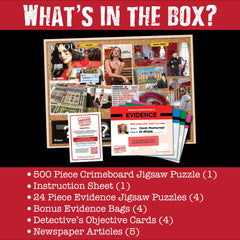 Unsolved Case Files clues and evidence cards support logical deduction during play.