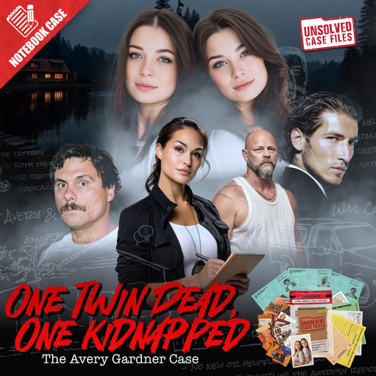 Unsolved Case Files Gardner Avery notebook close-up showing investigators notes and clues.